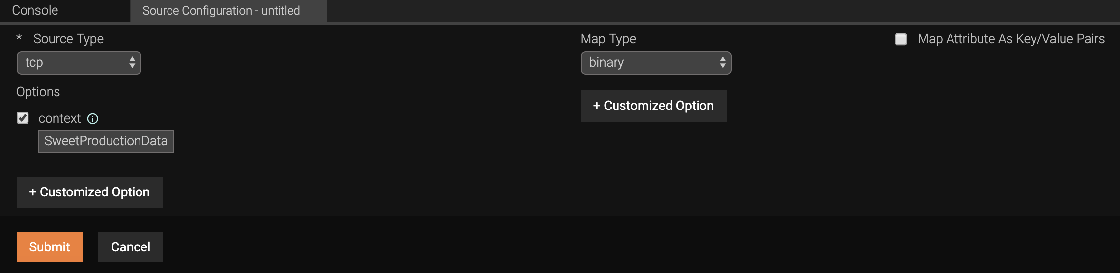 Source Configuration form