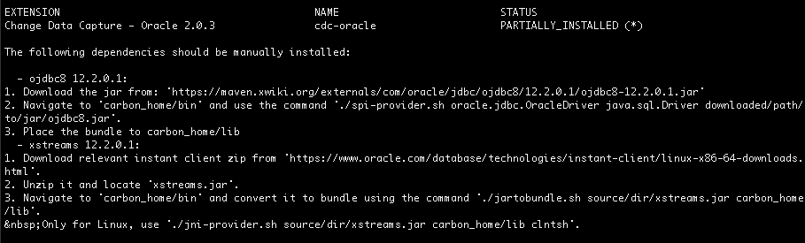 List status for specific extension