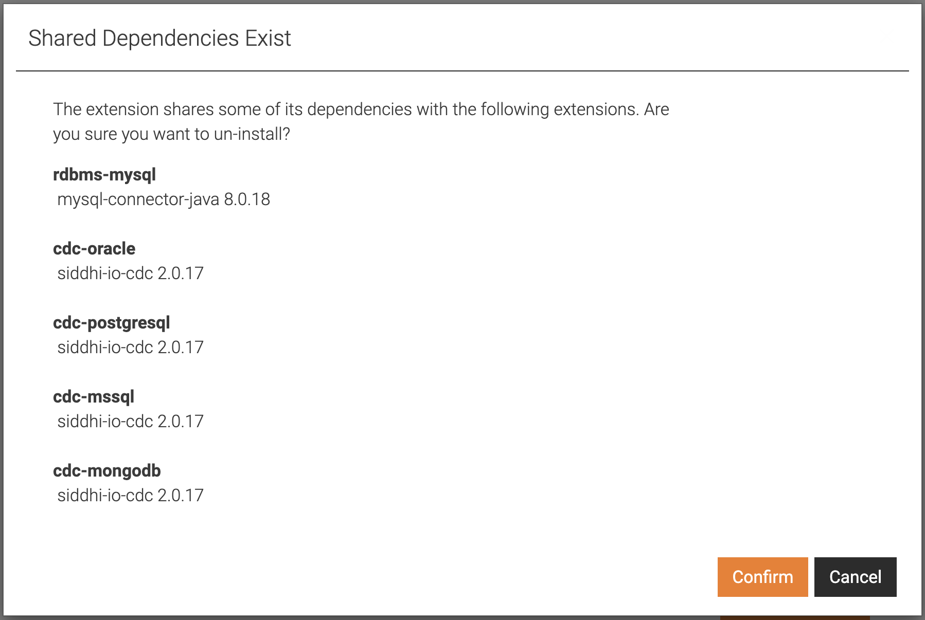Shared dependencies warning