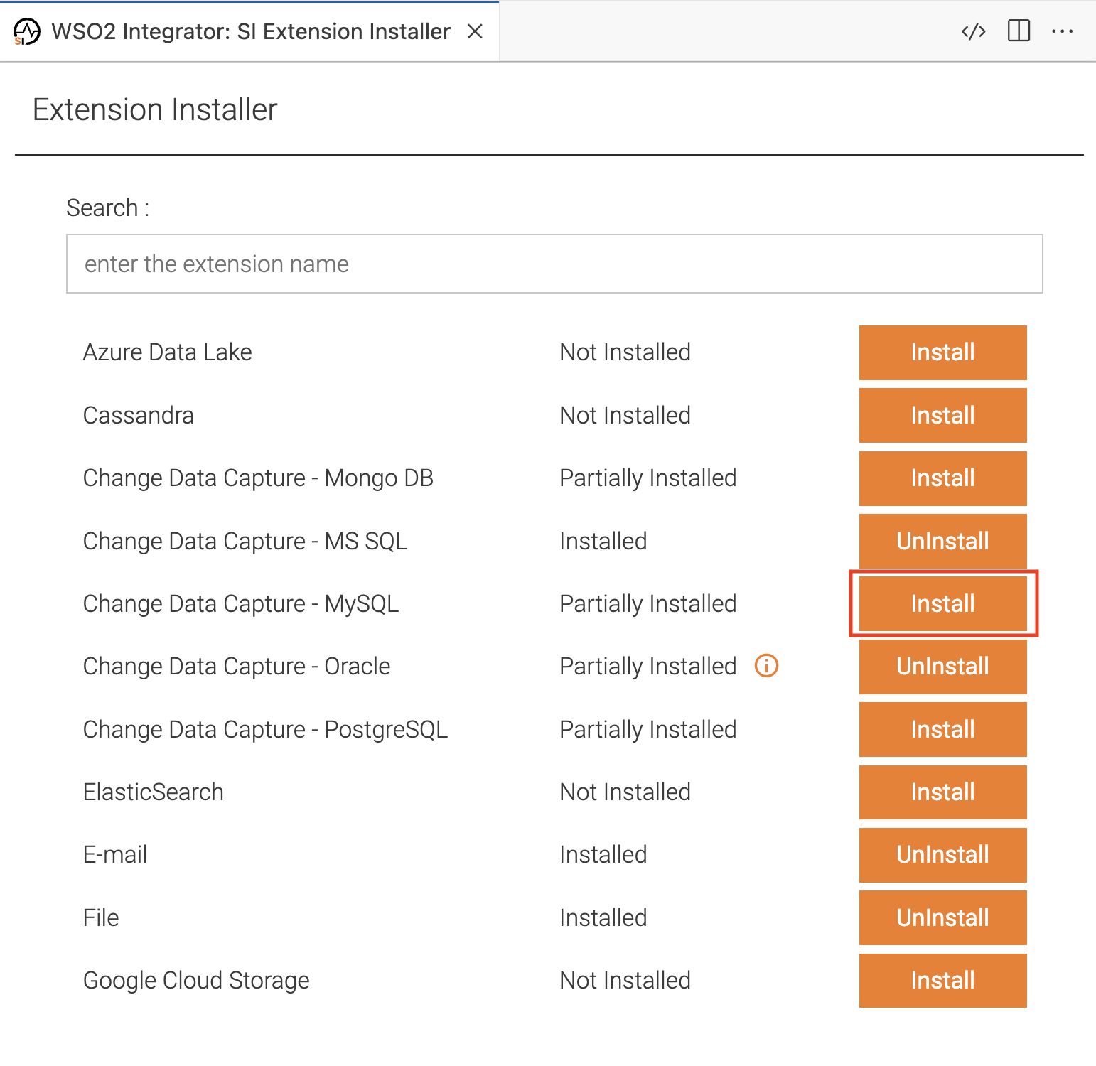 Extension Installer Dialog Box