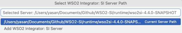 Select WSO2 Integrator: SI Server Path